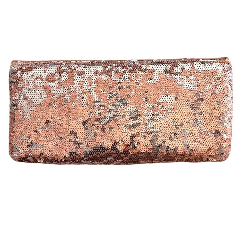 KATE LANDRY Women’s Rose Gold Sequin Sparkling Evening Clutch